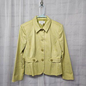 Liz Claiborne Green Blazer Retro Polka Dot Single Breasted Coquette 12P
